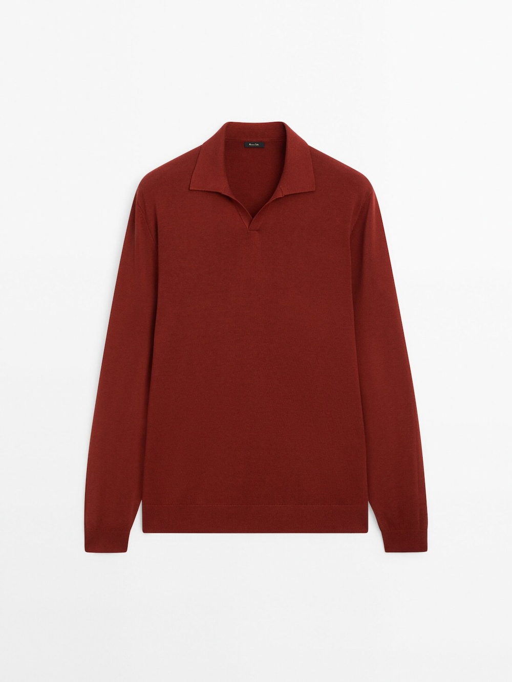 Massimo Dutti Свитер с воротником поло, терракотовый