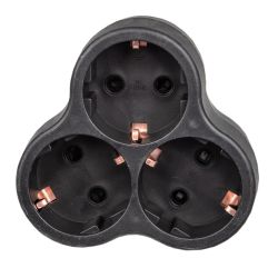 S-GES3-16F BLACK Разветвитель сетевой. с-з. 3 гнезда. 16А. 3500Вт. Черный. ТМ Uniel