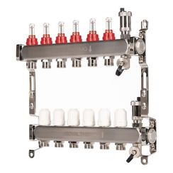 Коллектор Royal Thermo нерж. в сборе с расходомерами 1 ВР-3/4 НР с автомат. воздухоотвод-ми 6 вых.