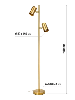Торшер напольный современный с двумя плафонами