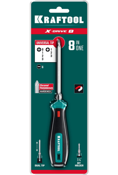 KRAFTOOL Universal-8, универсальная переставная отвертка (26168)