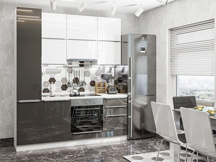 Прямая модульная кухня Фьюжн-06 Angel/Anthracite - Белый 2340*2000*600