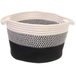 Корзинка плетёная интерьерная с ручками «ТРЕГОРИЯ», цвет чёрный/белый, 30*18см, (лейбл селфи)