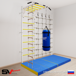 Шведская стенка Sv Sport усиленная 63160 (Турник рукоход/Лестница/Цепь/Мешок 22кг/Мат 2м/Канатный лаз)