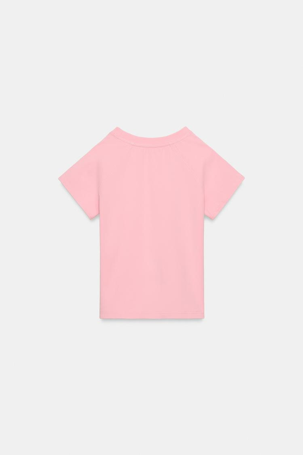 ZARA ФУТБОЛКА ИЗ ТКАНИ С ЭФФЕКТОМ ПОТЕРТОСТИ И ЗАКЛЕПКАМИ, РОЗОВЫЙ