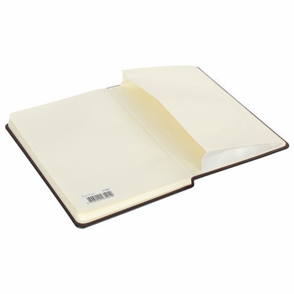 Блокнот в клетку с резинкой А5 (148x218 мм), 80 л., под кожу черный BRAUBERG "Office", 111027