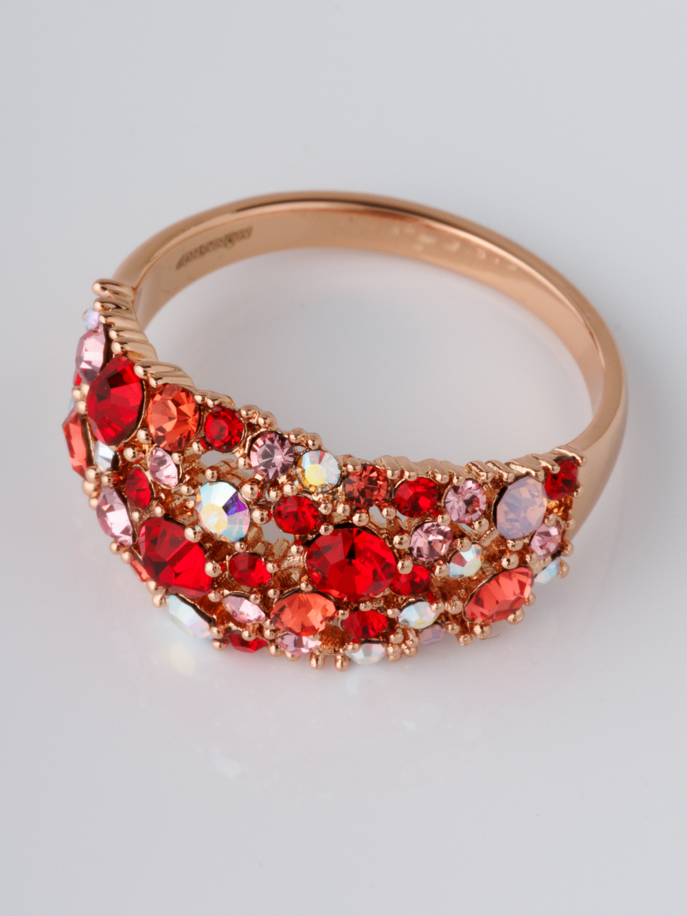 Кольцо Россыпь из красных камней Swarovski