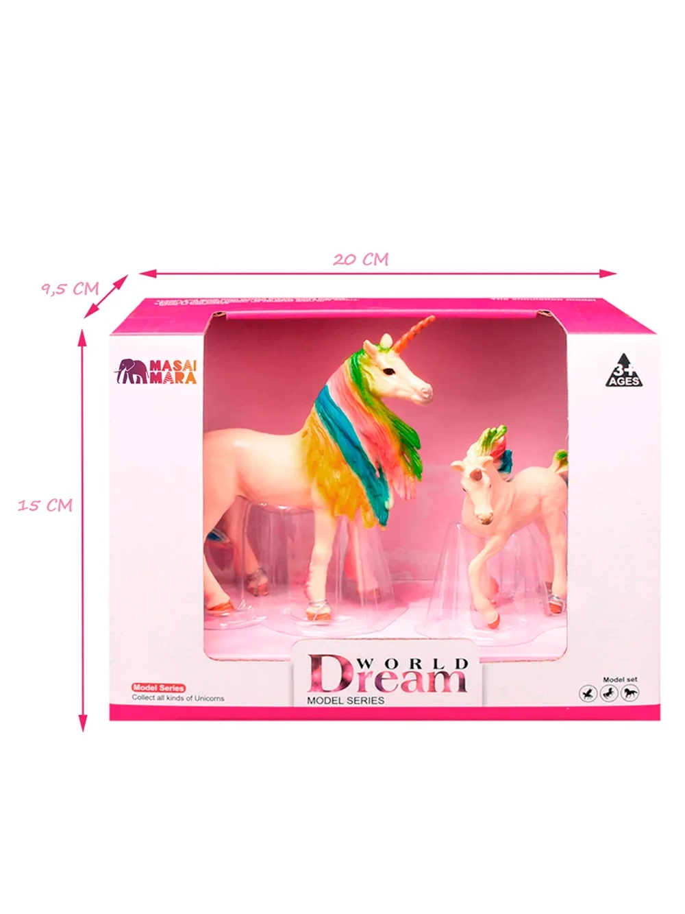 Набор фигурок животных Мир фэнтези Семья белых единорогов с радужной гривой 2 шт