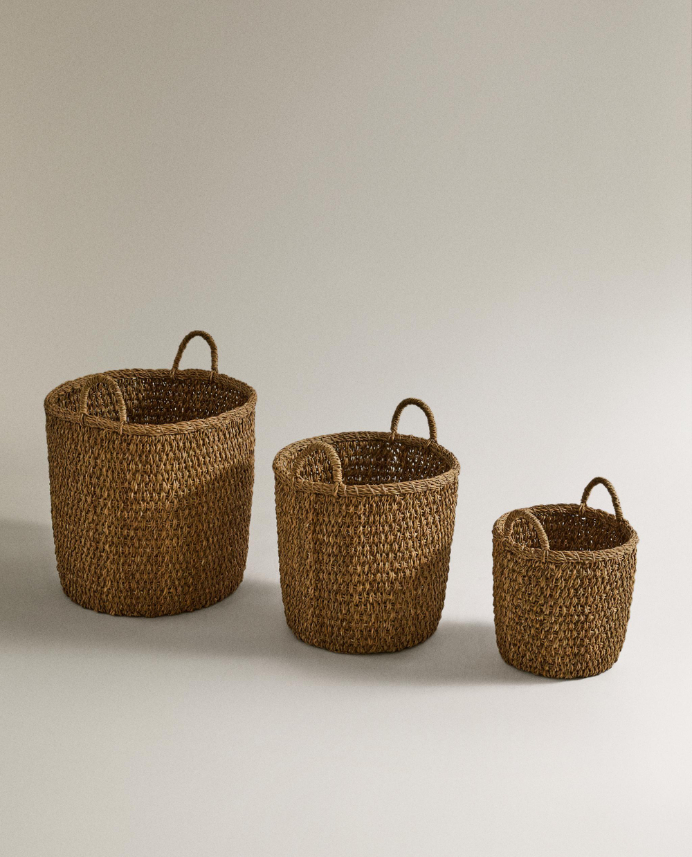 Zara Home Корзина из морской травы, цвет бежевый, 30 см · 8315/049