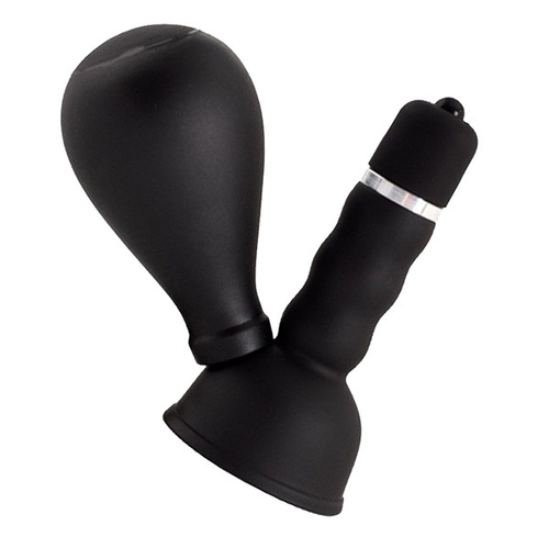 Черный вибратор 8см с грушей на сосок ToyFa Black&Red 905002-5