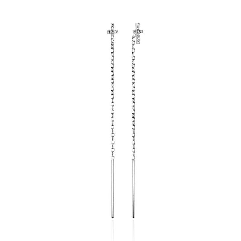 Серьги с фианитом из белого золота 585 пробы JA-S-1С126483