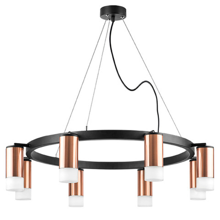 LR0183081 Люстра RULLO 8х50W GU10 ЧЕРНЫЙ/МЕДЬ (571018+214430-8+202431-8)