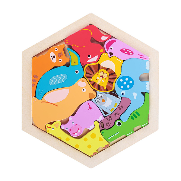 Деревянный пазл-тетрис "Зоопарк", 9.6х9.6х1.5 см