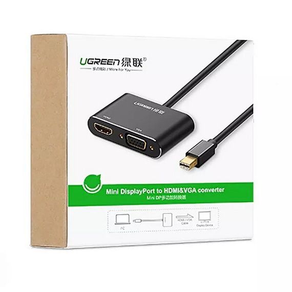 Конвертер UGREEN MD115 Mini DP to HDMI + VGA Converter (20422) черный