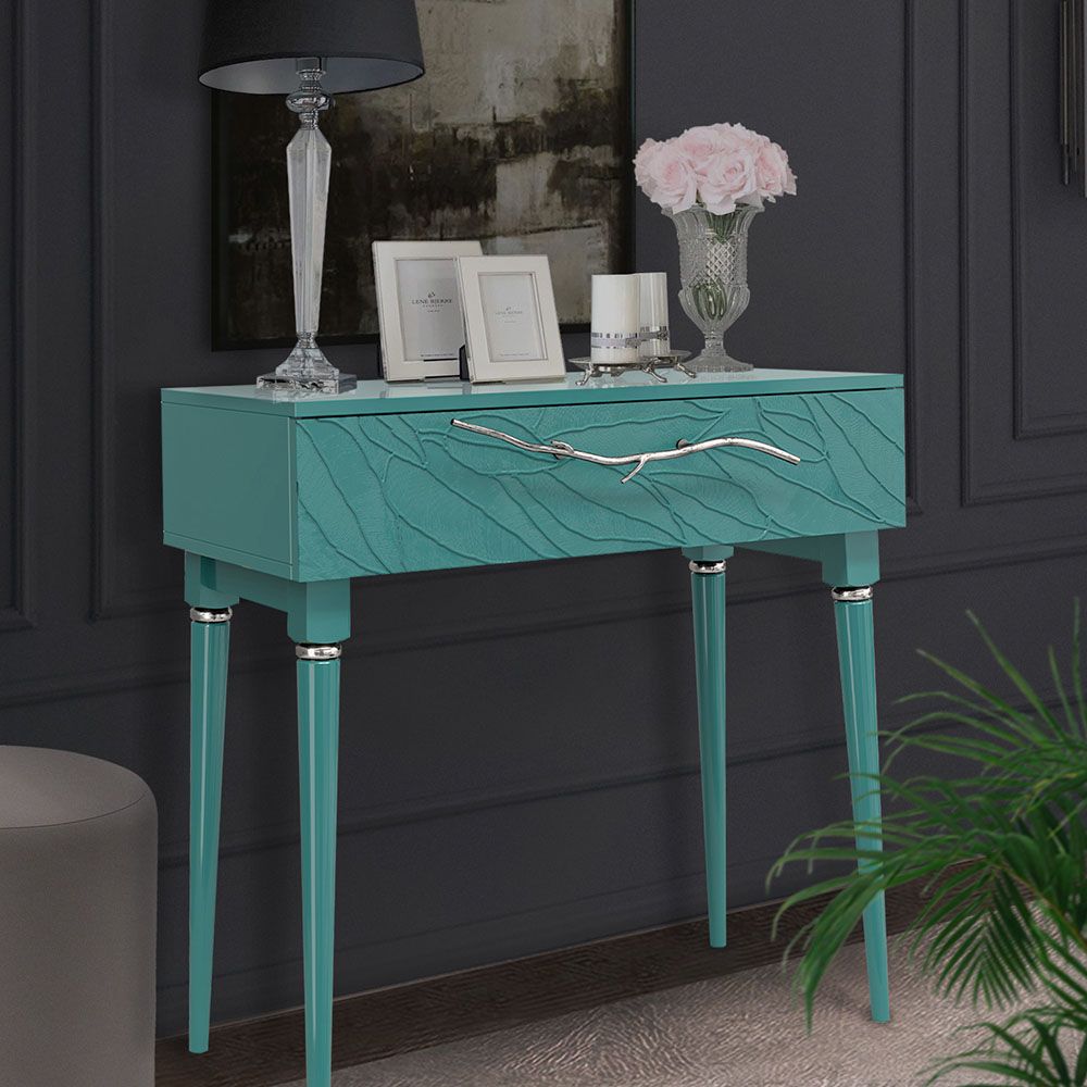 Консоль Арт Колор leaves Классик Сильвер Пастельно-синий