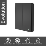 Беспроводной выключатель GRITT Evolution 2кл. антрацит, IP67, без реле, EV2202BL