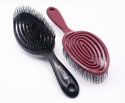 Профессиональная гибкая расческа для волос с двойными зубьями, бордовая - FLEXIBLE HAIRBRUSH