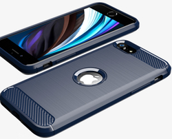 Чехол синего цвета для iPhone SE (2020), серии Carbon от Caseport