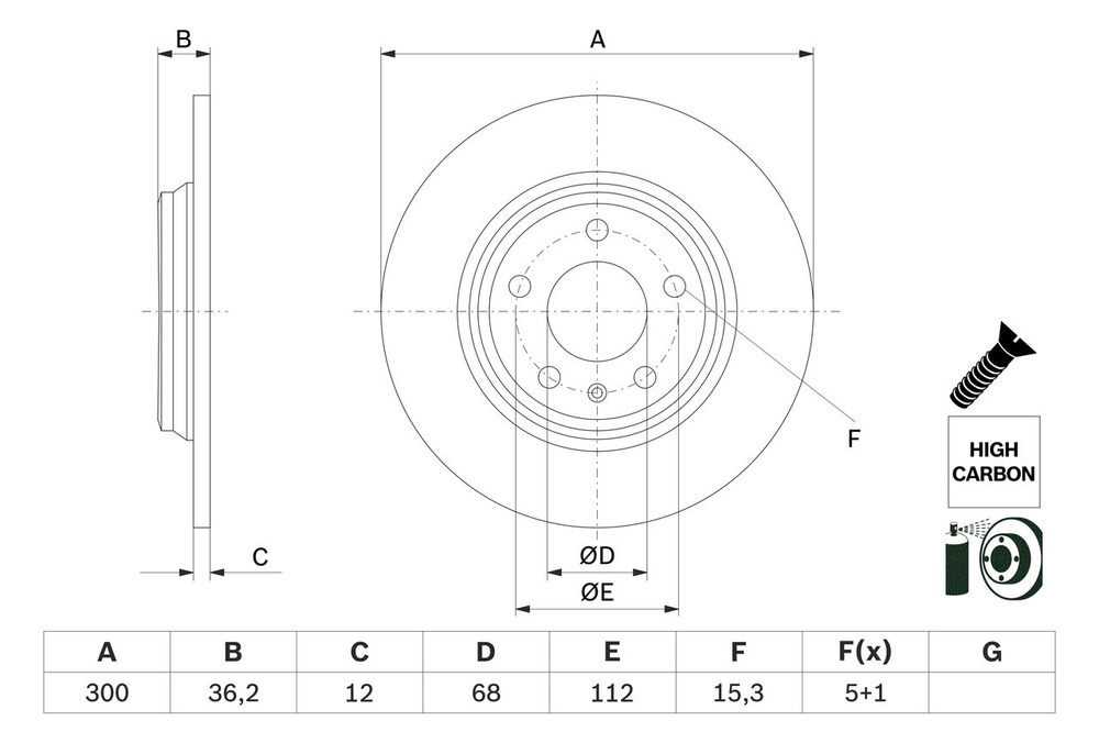 BOSCH - 0986479E33-BOC - Brake Disc
