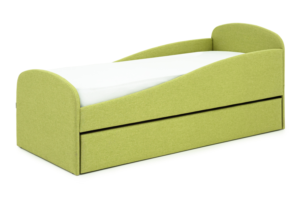 Детская мягкая кровать с ящиком Бельмарко Letmo авокадо рогожка