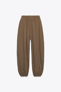 ZARA БРЮКИ-БАГГИ ИЗ ФЛИСА, КОРИЧНЕВЫЙ