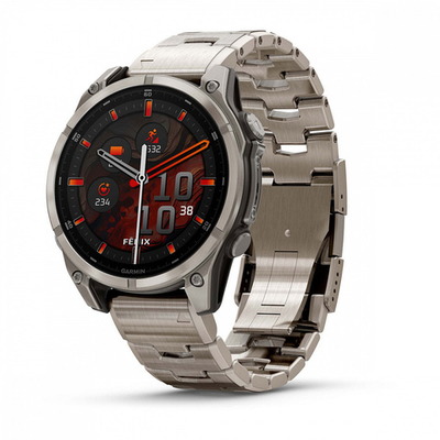Смарт-часы Garmin Fenix 8, AMOLED Sapphire,Titanium, светло-серый титановый браслет, 010-02904-40
