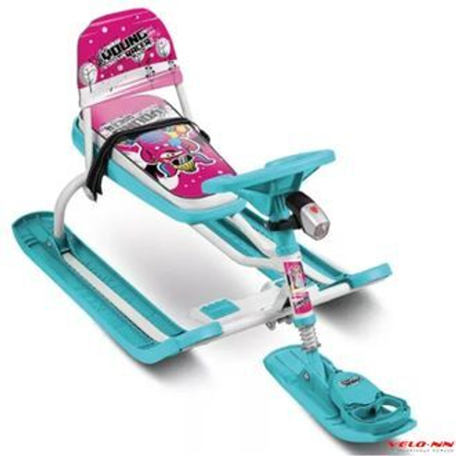 Снегокат YOUNG RACER со спинкой фонарик ТС4-1/ВР2 бирюзовый