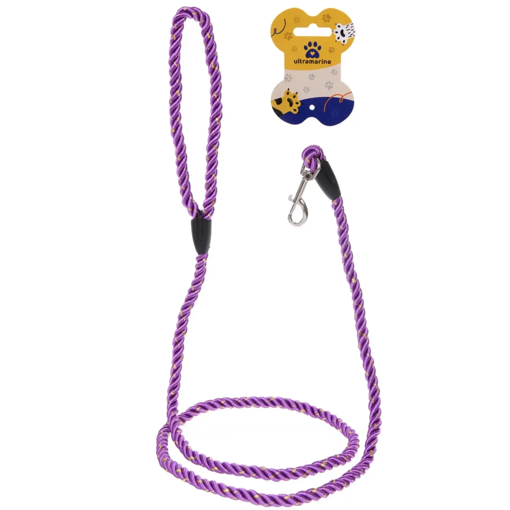 Поводок нейлоновый с карабином «Бро на прогулке», цвет фиолетовый, 1.3метра