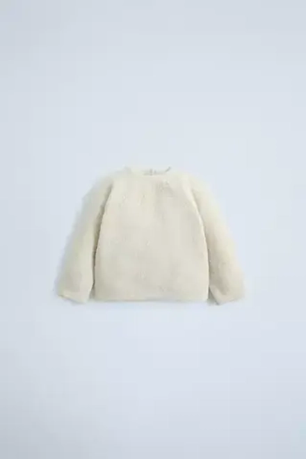ZARA СВИТЕР С РЕЛЬЕФНЫМ УЗОРОМ, СВЕТЛО-БЕЖЕВЫЙ