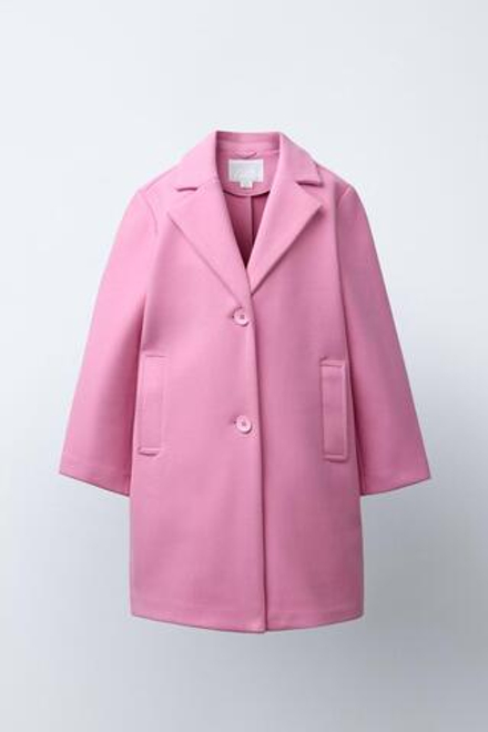 ZARA БАЗОВОЕ ПАЛЬТО ИЗ ШЕРСТЯНОЙ ТКАНИ, РОЗОВЫЙ