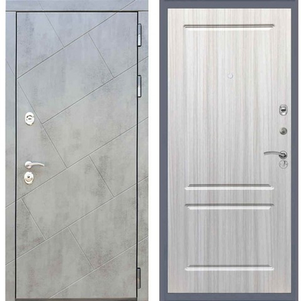 Входная металлическая дверь  с зеркалом RеX (РЕКС) 22 Бетон темный / ФЛ-117 Сандал белый