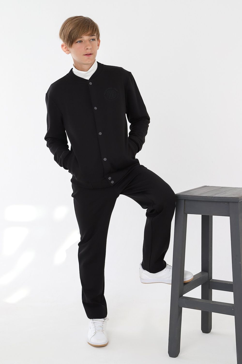 Джемпер для мальчика Бомбер-2 Виотекс ЧЁРНЫЙ