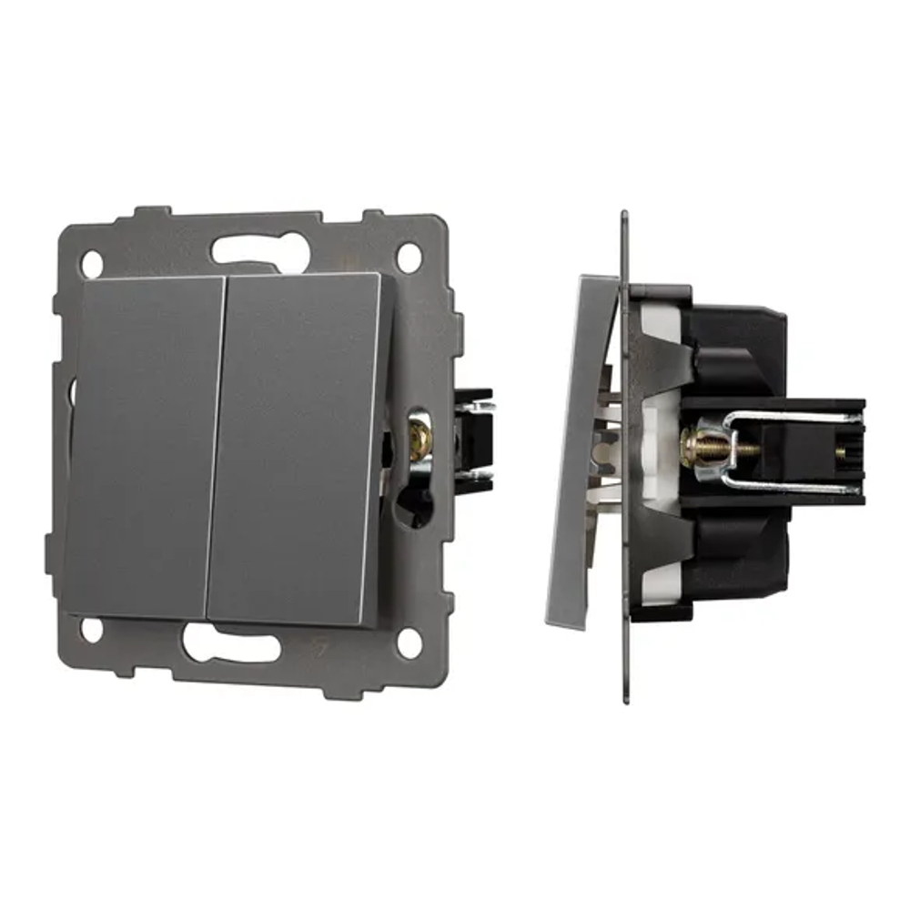 Механизм выключателя двухклавишный непроходной SWT-MK02-PL-GR-V (250V, 10A) (Arlight, -) 049889