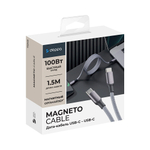 Дата-кабель Magneto, USB-C - USB-C, 100Вт, 1.5м, магнитный, нейлон, серый