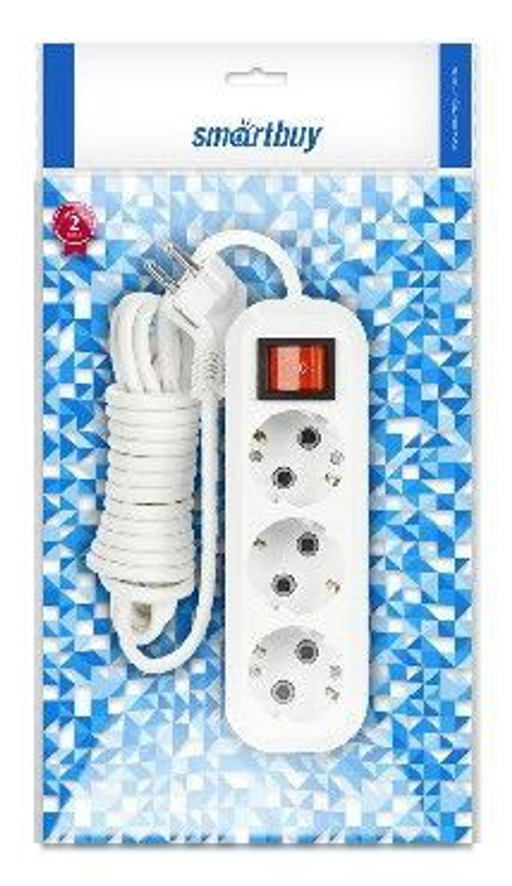 Удлинитель 3 гнезда 1,5 метра16А/3,5 кВт с выключателем и заземлением ПВС 2x1,0 SBE 16-3-1,5-ZS