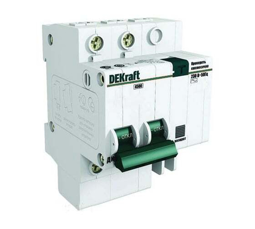 DEKraft дифф Автомат.выключатель АВДТ ДИФ-101 2P C20А 30мА тип AC 4,5кА электрон. 15004DEK