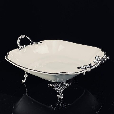 Lenardi 205-897 Глубокое блюдо 28см на ножках с ручками ATLANTIS в под.уп.(х6)Фарфор