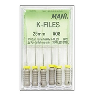 K-Files №08 (25мм) Mani К-Файлы (6шт.) Мани, каналорасширители ручные, эндодонтические