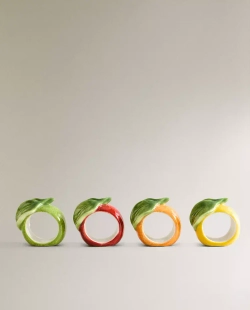 ZARA HOME КЕРАМИЧЕСКИЕ КОЛЬЦА ДЛЯ САЛФЕТОК (НАБОР ИЗ 4 ШТ.), ЖЕЛТЫЙ