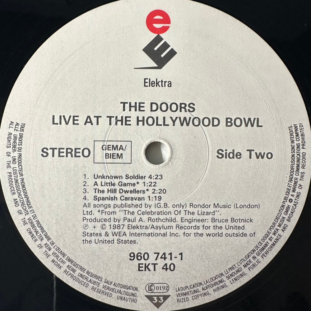 The Doors ‎– Live At The Hollywood Bowl (Германия 1987г.)