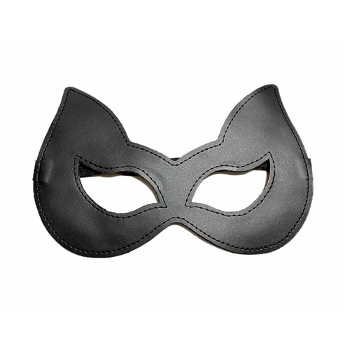 Двусторонняя черная маска с ушками из эко-кожи БДСМ Арсенал 50003