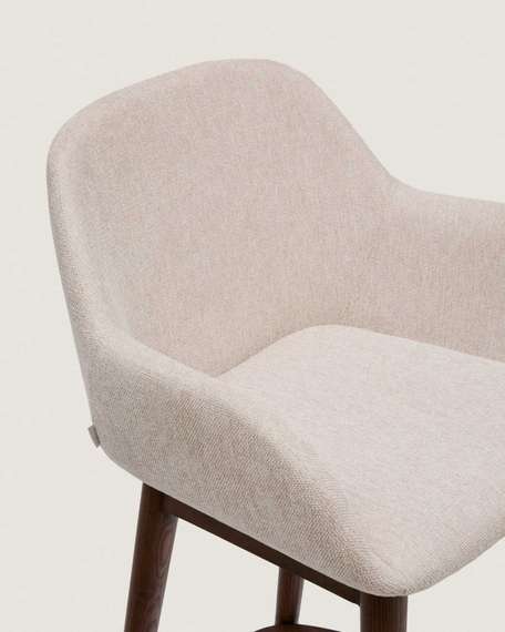 Полубарный стул Konna 65 см бежевый с ножками из темного ясеня