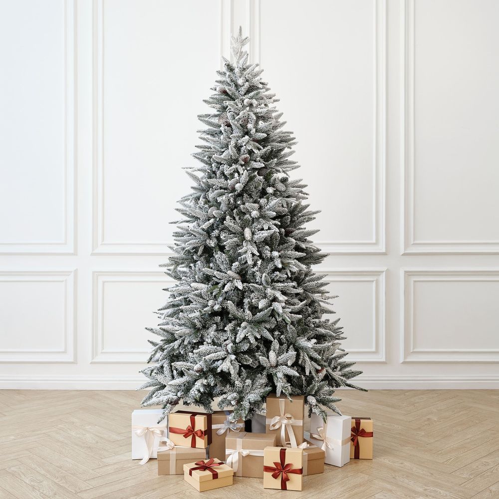 Заснеженная елка с гирляндой встроенной «ile Grande» (Литая+пвх) от 1,8 м до 2,4 м