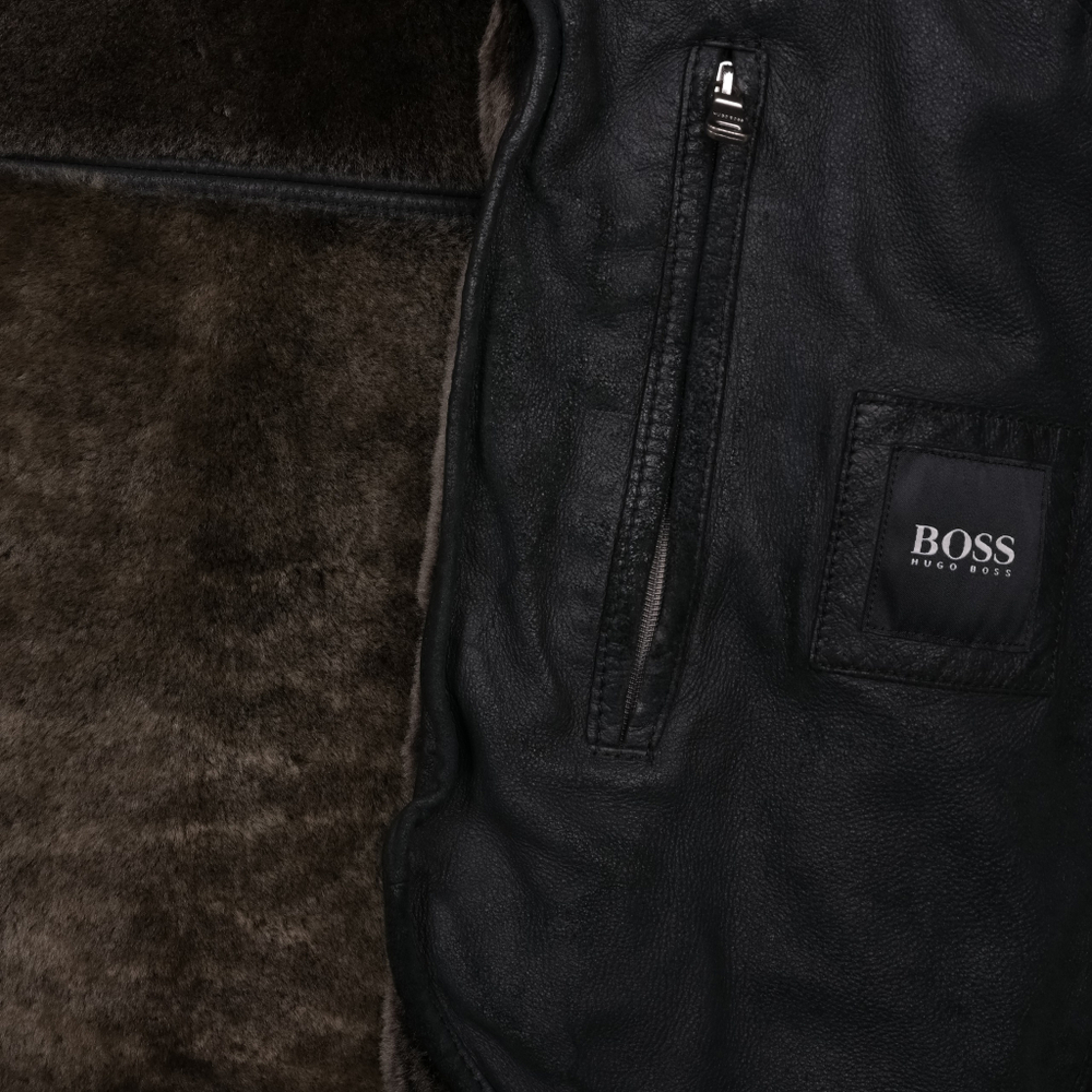 Роскошная дубленка от Hugo Boss из натуральной кожи, L