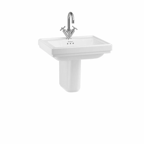 Раковина на полупьедестале Burlington Riviera 58 RIV1 1TH RIV7 с 1 отверстием белая