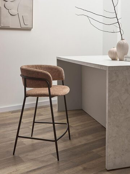 Стул барный Bergenson Bjorn Helning, мягкий шенилл, светло-коричневый