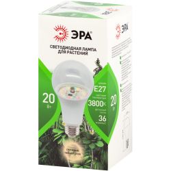 Фитолампа для растений светодиодная ЭРА GREEN LINE ФИТО A65-20W-PFR-E27-GR 20 Вт полного спектра | Фитолампы Е27
