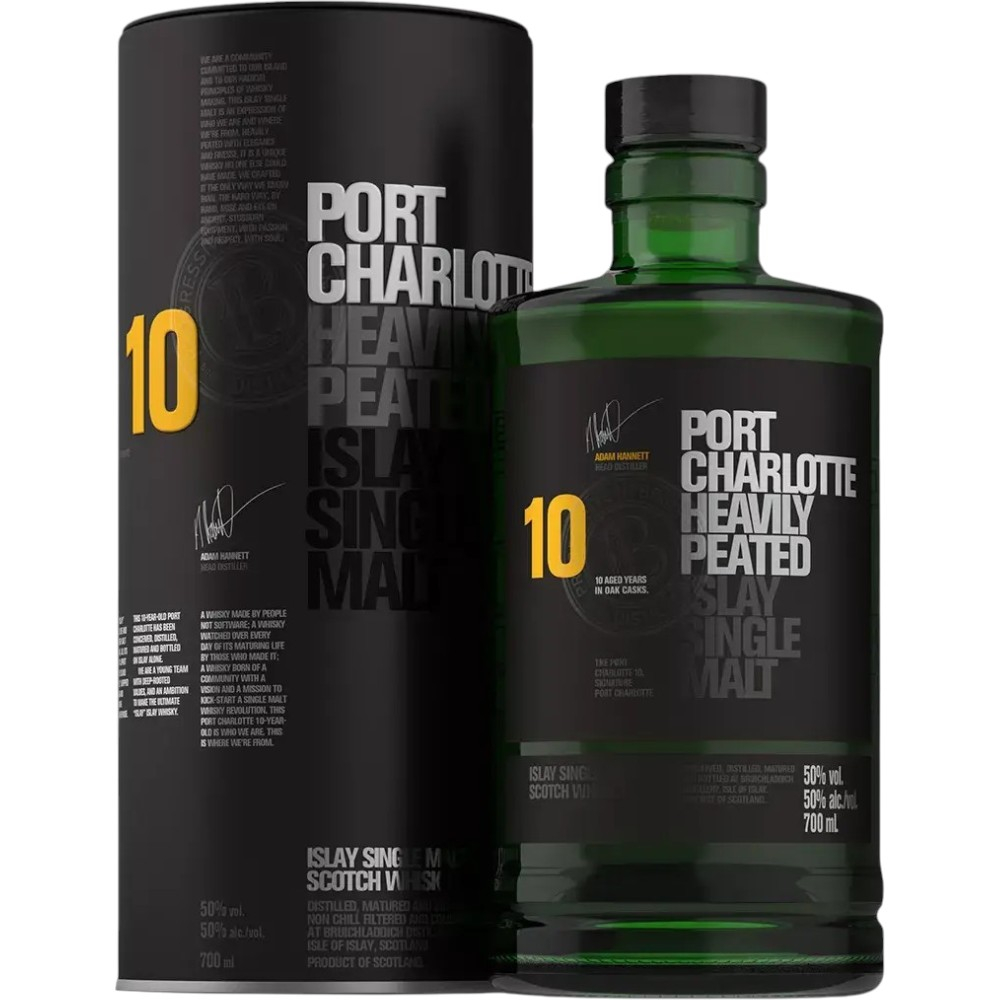 Виски Bruichladdich Port Charlotte 10 Y.O. 0,7 л. В тубе