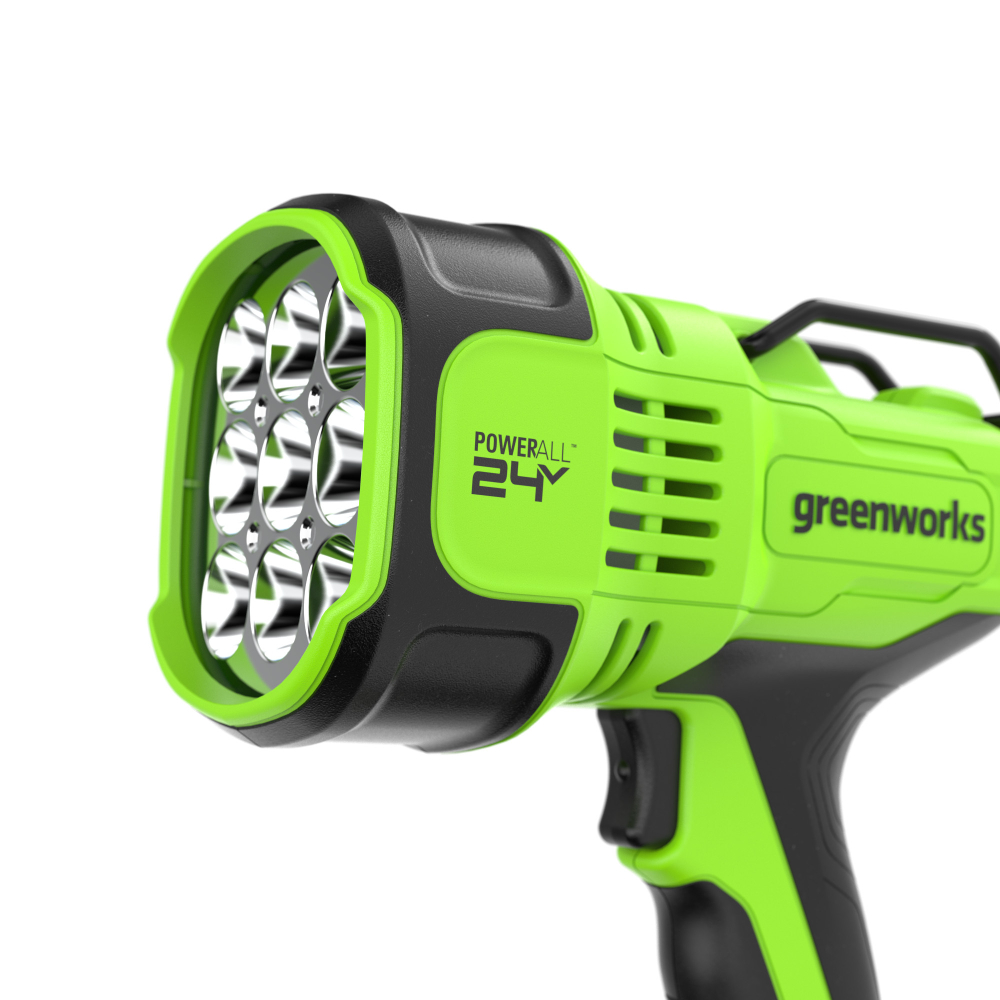 LED-прожектор (поисковый фонарь) акк. Greenworks G24SL, 24V, 3000 лм, дальность до 700 м, скоба, без АКБ и ЗУ