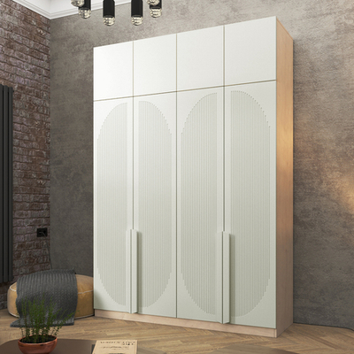 Шкаф Агератум МДФ четырехсекционный с антресолью Лайн керамика (0,27) А10032 матовая - Дуб Сонома 3025  220*50*260